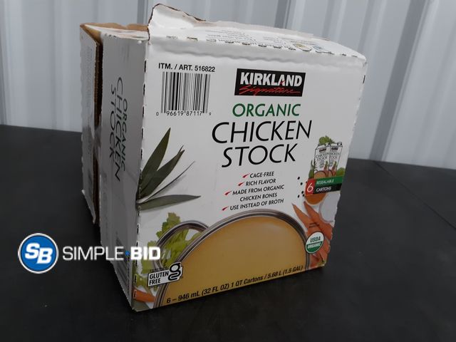 Lot 58-30952 - Kirkland Organic Chicken Stock - 5 quarts - unopened