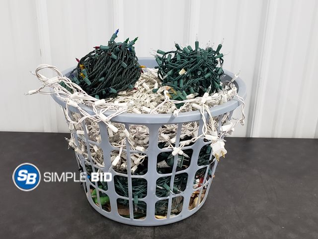 Lot 58-74844 - Basket Full of CHRISTMAS lights - used condition