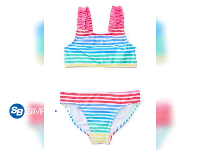 Lot 58-83016 - Wonder Nation Girls Everyday Bikini Swim Set with UPF 50+ - Size XS 4-5 - NWT