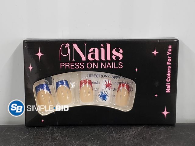 Lot 58-50471 - New Red - White and Blue 24 piece press on Nails