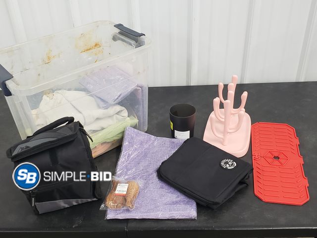 Lot 58-56463 - Tote full of Misc Items, Silicon Pads, Bottle Dryer, and more