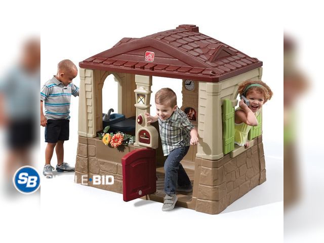 Lot 58-72014 - Step2 Neat &amp; Tidy Cottage II Brown Playhouse Plastic Kids Outdoor Toy