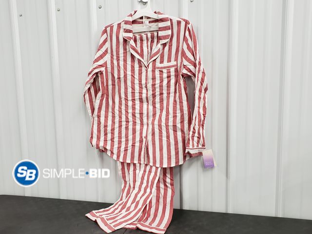 Lot 58-50348 - New Women's Perfectly Cozy Cotton Striped Pajama Set - Stars Above - SIZE L