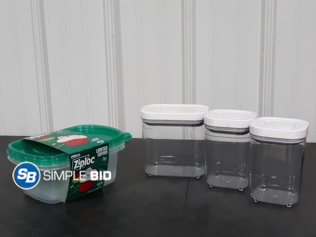 Lot 58-28352 - Lot of New Storage Kitchen Items - Ziplock Containers and (3) Oxo Containers
