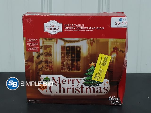 Lot 58-17903 - CHRISTMAS IN JULY! New Holiday Time Inflatable MERRY CHRISTMAS sign 6ft wide