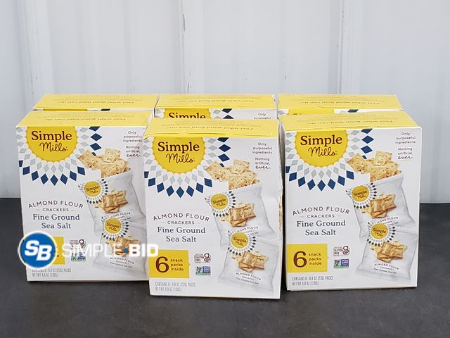 Lot 58-67772 - Lot of (6) Simple Mills Almond Flour Crackers, Sea Salt Snack Packs, Gluten Free, Flax Seed, Sunflow...
