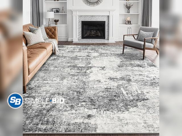 Lot 58-32841 - New Living Room Area Rugs - 8x10 Abstract Large Soft Indoor Washable Rug Neutral Modern Low Pile Car...