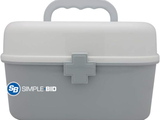 Lot 58-83333 - New Plastic First Aid Storage Box Container Bin with Removable Tray and Portable Handle, Family Emer...