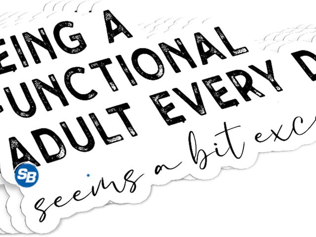 Lot 58-56163 - New (5Pcs) Being a Functional Adult Every Day Seems a Bit Excessive Sticker Funny Meme Quote Waterpr...