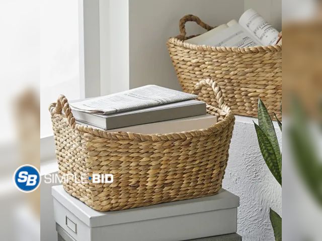 Lot 58-61980 - New Better Homes &amp; Gardens Tapered Rectangular Water Hyacinth Basket