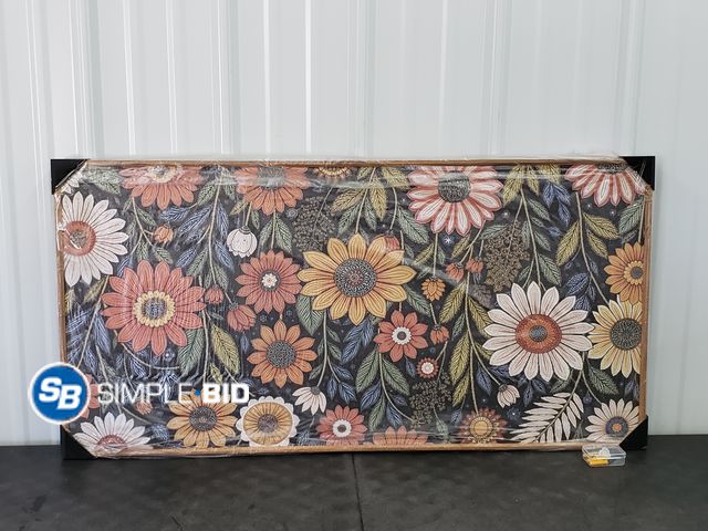 Lot 58-75428 - Wood Framed Canvas Floral Print