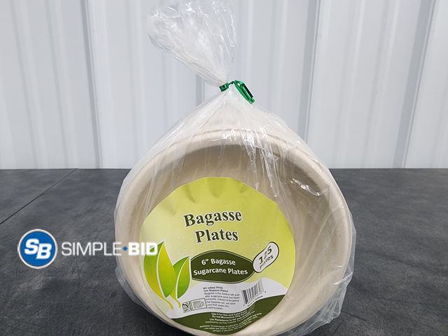 Lot 58-50192 - Bagasse PLATES - sugarcane plates 125 6" - unopened