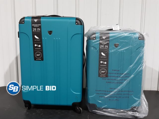 Lot 58-29424 - Travelers Club 5 Piece Luggage Set - New - Teal Hard Sided Fill 360 Degree Spinners