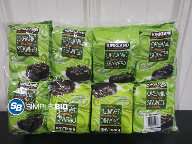 Lot 58-26183 - Kirkland Organic Roasted SEAWEED snacks - 8 pack - unopened