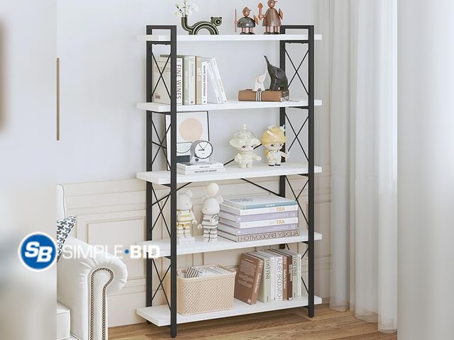 Lot 58-27325 - New HCHQHS Bookshelf, 5-Tier Industrial Bookcase, Open Book Shelf, Freestanding Tall Bookshelves wit...