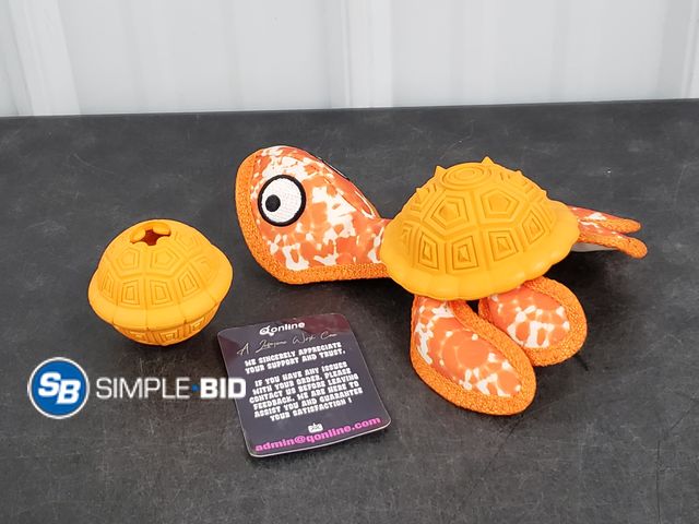 Lot 58-56416 - New Squeaky Turtle Dog Toy, Treat Dispensing Rubber Ball, Bite Resistant Plush Chew Toy, Interactive...