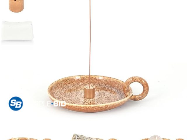 Lot 58-36976 - New Ceramic Incense Stick Holder with Ash Catcher, 5.9" Multi-Functional Handmade Palo Santo/Sage/In...