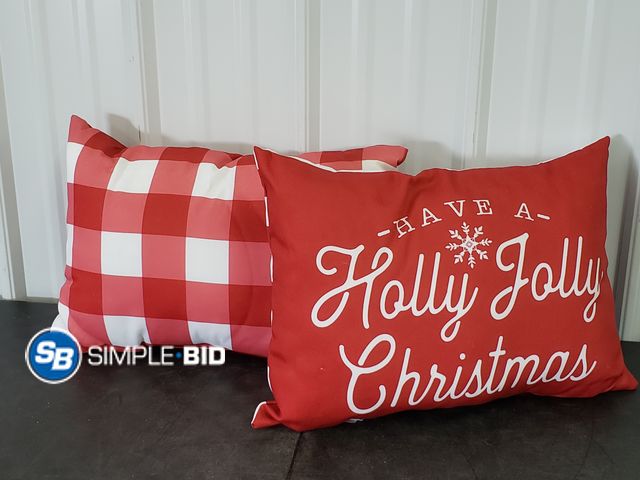 Lot 58-64607 - Lot of (2) Christmas Pillows - 11" x 18" - Appears Unused