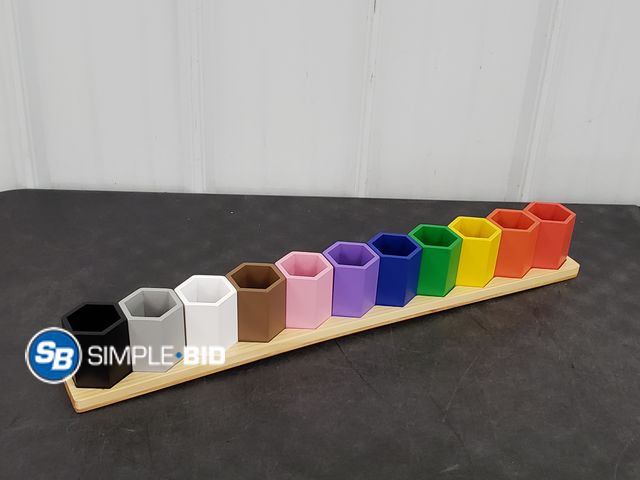 Lot 58-80457 - Misc Wooden Tray with (11) Hexigon Wood Cups