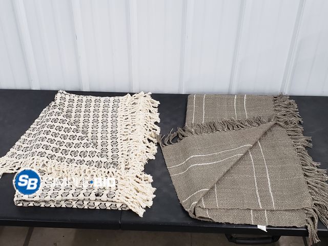 Lot 58-59521 - Lot of (2) Fringed Throw Blankets , Pier 1 &amp; Surya