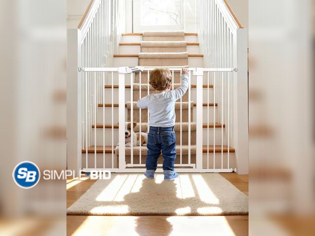 Lot 58-41923 - New BABELIO 29-55 Inch Extra Wide Baby/Dog Gate, PressGuard P7, Metal Auto Close, Pressure Mounted P...