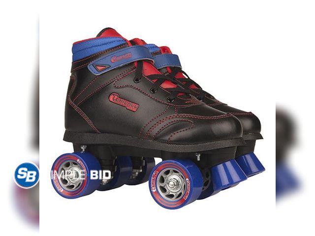 Lot 58-54957 - New Chicago Boys' Quad Roller Skates Black/Red/Blue Sidewalk Skates, Size 4