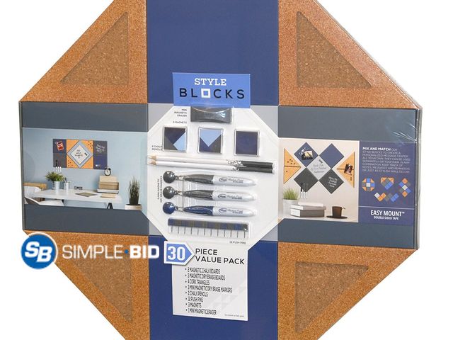 Lot 58-29634 - New Style Blocks 30 Piece Value Pack - Magnetic Chalk Boards and Dry Erase Boards - Plus 4 Cork Tria...