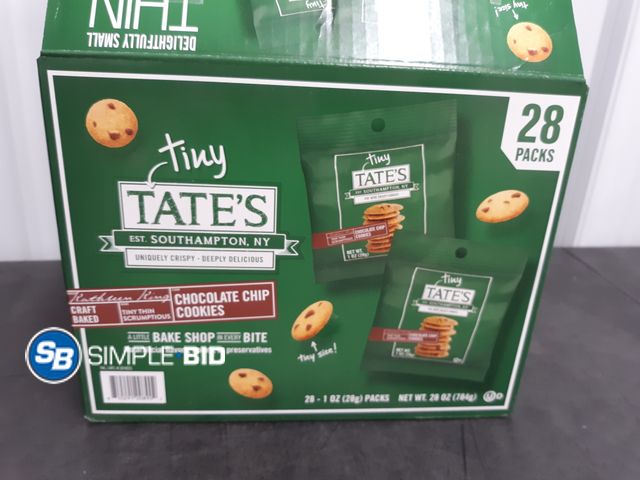 Lot 58-39175 - TINY TATES! Thin Crispy Cookies individually packaged - 28 packs - unopened - Chocolate Chip Cookies