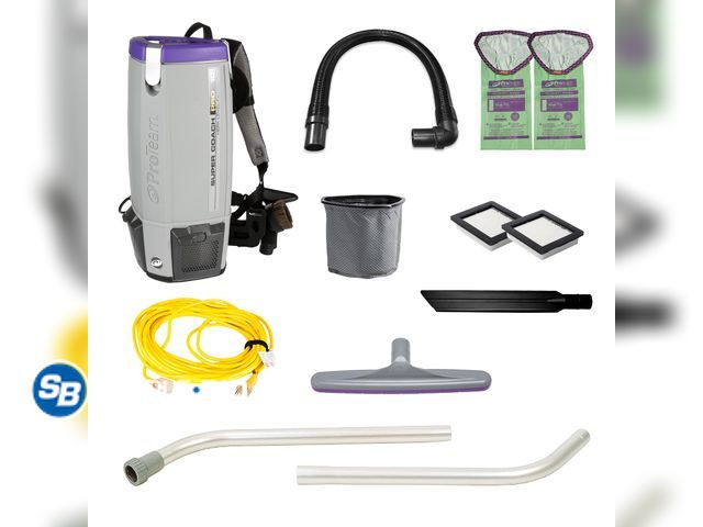 Lot 58-81599 - New ProTeam Super Coach Pro 10 Backpack Vacuum Commercial with 2 Piece Wand Tool Kit, 10 Quart, Cord...