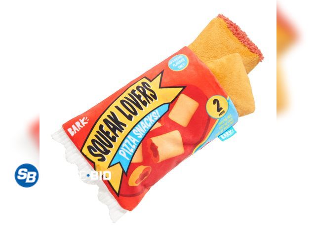 Lot 58-26885 - New BARK 3-Part Pizza Roll Squeak Lovers Snacks Dog Toy for Medium and Large Dog Sizes