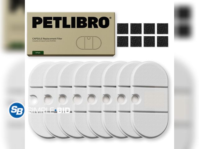 Lot 58-65492 - New Petlibro Capsule Stainless Steel Cat Water Fountain Replacement Filter 8 Pack for 2.1LCat Water ...