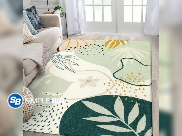 Lot 58-36062 - New Lahome Green Botanical Print Washable Rugs - 5x7 Area Rugs for Living Room Boho Throw Large Bedr...