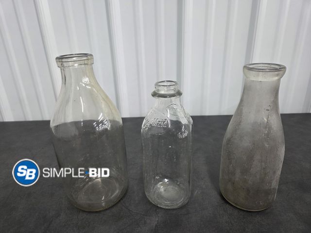 Lot 58-83511 - Lot of (3) Larger Glass Milk Jug Bottles