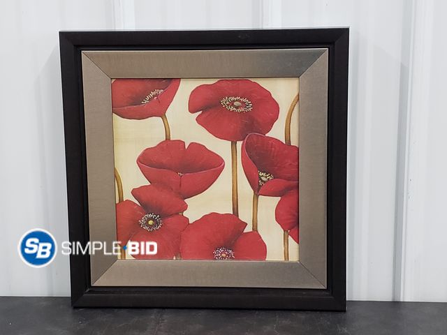 Lot 58-84403 - Bed Bath &amp; Beyond 17" x 17" Framed Poppy Bouquet Wall Art