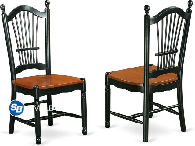 Lot 58-54496 - East West Furniture DOC-BCH-W Dover Dining Chairs - Slat Back Wood Seat Kitchen Chairs, Set of 2, Bl...