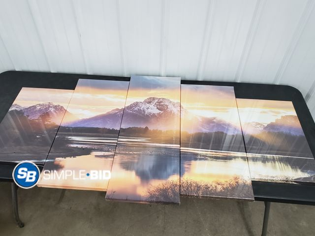 Lot 58-77990 - 5 Piece Canvas Set - Mountains and water Landscape