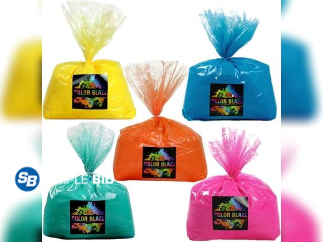 Lot 58-28715 - New Color Blaze Holi Colored Powder - 5 lbs of Each Color - Pink, Orange, Yellow, Teal, Blue - For T...
