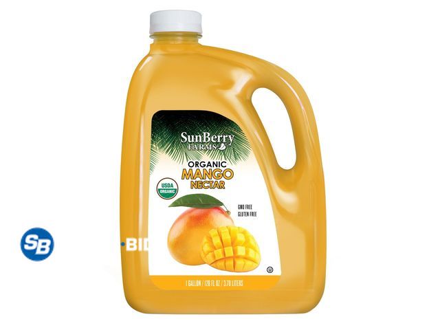 Lot 58-83419 - Sunberry Farms Organic Mango Nectar, 128 oz. - unopened - expired