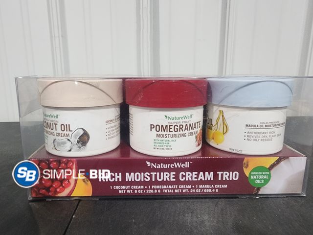 Lot 58-27499 - New Naturewell Rich Moisture Cream Trio -- Coconut oil - Pomegranate - Marula oil 24 oz each