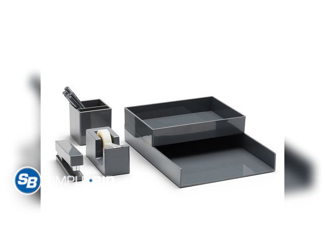 Lot 58-28918 - Poppin All Set, 12-Piece Desk Collection Set, Gray - appears unopened