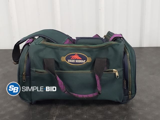 Lot 58-84374 - High Sierra Duffel Bag, Forrest Green &amp; Purple - Light use