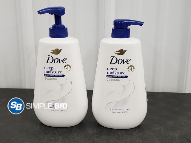 Lot 58-61959 - Lot of (2) DOVE Deep Moisture BODY WASH - 36 fl oz - (1) unopened (1) open - Mostly full