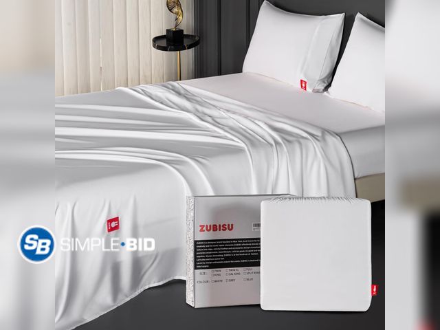 Lot 58-39113 - New ZUBISU Tencel Sheet Set 4 PC, 400TC Fabric Lyocell Luxury Cooling Bed Sheets, Split King Sheets ...