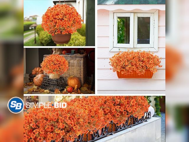 Lot 58-26271 - New  40 pcs artificial outdoor fall flowers uv resistant fake fall plastic flowers plants no fade fa...