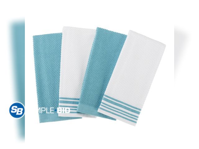 Lot 58-26855 - New Mainstays 4-Pack 16”x26” Woven Kitchen Towel Set, Topaz