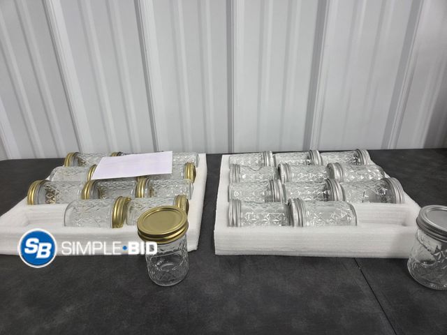 Lot 58-56578 - Lot of (24) Spanla Mason Jars with Labels - 8oz