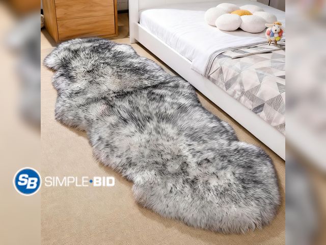 Lot 58-81593 - New Genuine Sheepskin Rug with Little Patch | Real Wool Sheep Skin Pet Cushion 2FT*6FT Fluffy Thick ...