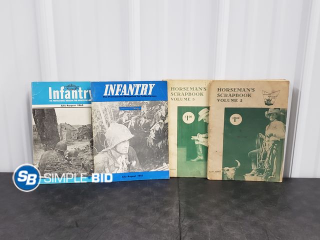 Lot 58-36565 - Lot of (4) Antique Magazines (2) Horsemen's Scrapbooks and (2) Infantry Magazines - Dated back to 19...