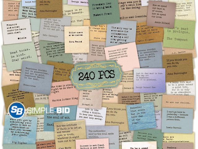 Lot 58-68883 - New 240PCS Vintage Motivational Quote Stickers, Typewriter Style Scrapbook Stickers, Famous Words Li...