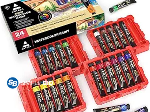 Lot 58-39389 - New ARTEZA Watercolor Paint Set, 24 Colors in 12 ml/0.4 US fl oz Watercolor Tubes, Non-Toxic Water C...